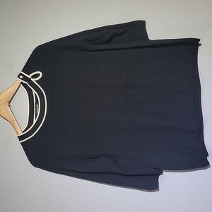 AVENUE Black Plus Size Three Quarter Sleeve Sweater